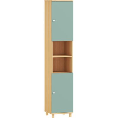 Homcom Mobiletto da bagno con 2 ante e 2 scomparti aperti, ripiani regolabili, 30 x 30 x 166 cm, Verde Aosom Italy Homcom Mobiletto da bagno con 2 ante e 2 scomparti aperti, ripiani regolabili, 30 x 30 x 166 cm, Verde Aosom Italy
