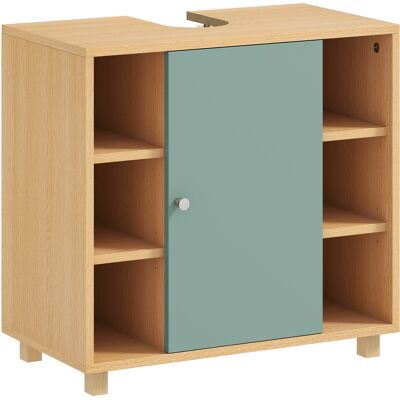 Homcom Mobile sottolavabo con 6 scaffali aperti e porta a chiusura ammortizzata, 60 x 33 x 57 cm, Verde Aosom Italy Homcom Mobile sottolavabo con 6 scaffali aperti e porta a chiusura ammortizzata, 60 x 33 x 57 cm, Verde Aosom Italy