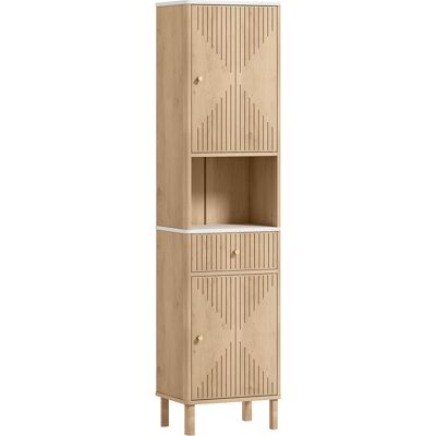 Homcom Colonna Bagno con Cassetto, 2 Armadietti e Ripiani Regolabili, Ripiano Effetto Marmo, 41.5x30x168 cm, Rovere Aosom Italy Homcom Colonna Bagno con Cassetto, 2 Armadietti e Ripiani Regolabili, Ripiano Effetto Marmo, 41.5x30x168 cm, Rovere Aosom Italy