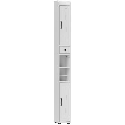 Homcom Mobiletto da bagno alto a colonna con 2 ante, cassetto e ripiani regolabili, 20x20x185 cm, Bianco Aosom Italy Homcom Mobiletto da bagno alto a colonna con 2 ante, cassetto e ripiani regolabili, 20x20x185 cm, Bianco Aosom Italy