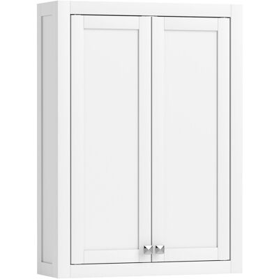 Homcom Mobile da Bagno a Parete in Legno con 2 Ripiani Regolabili su 3 Livelli, 61x20x84 cm, Bianco Aosom Italy Homcom Mobile da Bagno a Parete in Legno con 2 Ripiani Regolabili su 3 Livelli, 61x20x84 cm, Bianco Aosom Italy