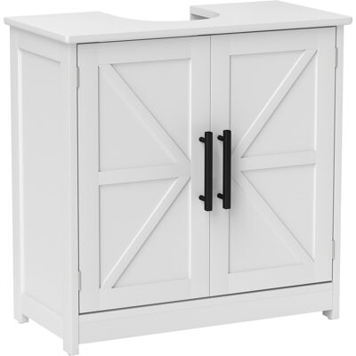 Homcom Mobile sottolavabo, con 2 ante magnetiche e ripiani, in stile country 60 x 30 x 60 cm, Bianco Aosom Italy Homcom Mobile sottolavabo, con 2 ante magnetiche e ripiani, in stile country 60 x 30 x 60 cm, Bianco Aosom Italy