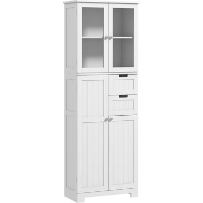 Homcom Mobile alto contenitore, armadio con ante vetrate e ripiani regolabili per bagno, cucina, salotto, bianco Aosom Italy Homcom Mobile alto contenitore, armadio con ante vetrate e ripiani regolabili per bagno, cucina, salotto, bianco Aosom Italy