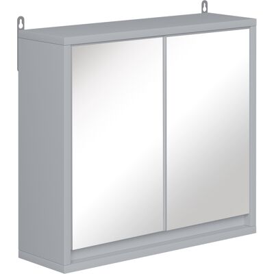 Armadio da bagno Homcom - Porta doppia con specchio - Grigio Armadio da bagno Homcom - Porta doppia con specchio - Grigio