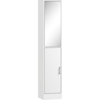 Kleankin Mobile Colonna Bagno in Legno a 5 Ripiani con Anta a Specchio Apribile, 32x28x162 cm, Bianco Aosom Italy Kleankin Mobile Colonna Bagno in Legno a 5 Ripiani con Anta a Specchio Apribile, 32x28x162 cm, Bianco Aosom Italy