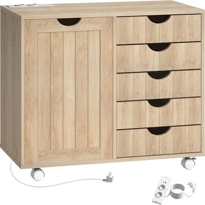 Homcom Mobile per Stampante con Stazione di Ricarica e Ruote 5 Cassetti Porte USB Ripiano Regolabile Naturale Aosom Italy Homcom Mobile per Stampante con Stazione di Ricarica e Ruote 5 Cassetti Porte USB Ripiano Regolabile Naturale Aosom Italy