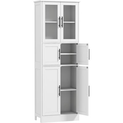 Homcom Mobile da bagno, mobile contenitore 6 livelli, 6 ante di cui 2 vetrate, ripiani regolabili, 60x30x170cm, bianco Aosom Italy Homcom Mobile da bagno, mobile contenitore 6 livelli, 6 ante di cui 2 vetrate, ripiani regolabili, 60x30x170cm, bianco Aosom Italy