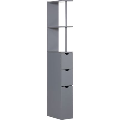 Homcom Mobile Colonna Bagno con Ripiani Aperti e Cassetti, in Legno, 15x33x136.8 cm, Grigio Aosom Italy Homcom Mobile Colonna Bagno con Ripiani Aperti e Cassetti, in Legno, 15x33x136.8 cm, Grigio Aosom Italy