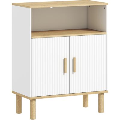 Homcom Mobile Bagno Autoportante con Ripiano Regolabile, Bianco e Legno Naturale Aosom Italy Homcom Mobile Bagno Autoportante con Ripiano Regolabile, Bianco e Legno Naturale Aosom Italy