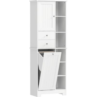 Homcom Armadietto da Bagno Bianco, Cesto Biancheria Inclinabile, Cassetti Aosom Italy Homcom Armadietto da Bagno Bianco, Cesto Biancheria Inclinabile, Cassetti Aosom Italy