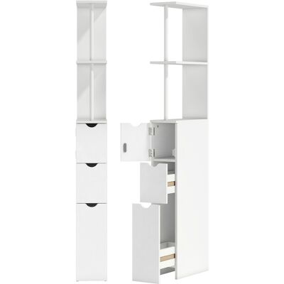 Homcom Mobile Colonna Bagno Salvaspazio con Armadietto, Ripiani e Cassetti, 15x33x136.8 cm, Bianco Aosom Italy Homcom Mobile Colonna Bagno Salvaspazio con Armadietto, Ripiani e Cassetti, 15x33x136.8 cm, Bianco Aosom Italy