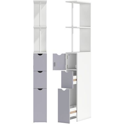 Homcom Mobiletto Bagno a Colonna Salvaspazio con 2 Cassetto, Armadietto e Ripiano Apert, in pannelli MDF, Bianco, 15x33x136.5cm Aosom Italy Homcom Mobiletto Bagno a Colonna Salvaspazio con 2 Cassetto, Armadietto e Ripiano Apert, in pannelli MDF, Bianco, 15x33x136.5cm Aosom Italy