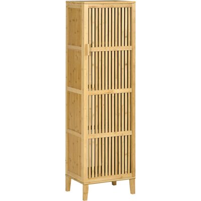 Homcom Mobile Bagno Stretto in Bambù, Mobiletto Bagno Salvaspazio con 4 Ripiani e Porta a Doghe, 40x30x140 cm, Naturale Aosom Italy Homcom Mobile Bagno Stretto in Bambù, Mobiletto Bagno Salvaspazio con 4 Ripiani e Porta a Doghe, 40x30x140 cm, Naturale Aosom Italy
