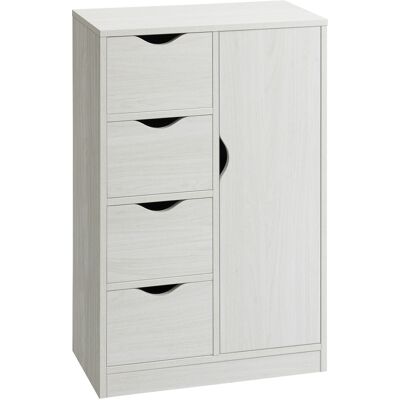 Homcom Mobile Bagno con 4 Cassetti, Armadietto a 2 Livelli e Maniglie Ritagliate, in Legno, 54x29x83 cm, Bianco Aosom Italy Homcom Mobile Bagno con 4 Cassetti, Armadietto a 2 Livelli e Maniglie Ritagliate, in Legno, 54x29x83 cm, Bianco Aosom Italy