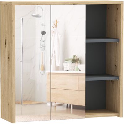 Homcom Specchio Bagno Contenitore con 2 Ante, 60x20x60 cm Mobile Bagno con Specchio, Scomparto Aperto, Naturale Aosom Italy Homcom Specchio Bagno Contenitore con 2 Ante, 60x20x60 cm Mobile Bagno con Specchio, Scomparto Aperto, Naturale Aosom Italy
