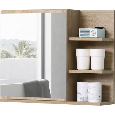 Kleankin Specchio da Parete Bagno - Legno Naturale - 60x18x50cm Kleankin Specchio da Parete Bagno - Legno Naturale - 60x18x50cm