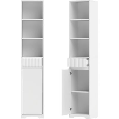 Homcom Mobile da Bagno Alto con 3 Ripiani Aperti, 1 Cassetto e 1 Armadietto Regolabile, 33x30x172 cm, Bianco Aosom Italy Homcom Mobile da Bagno Alto con 3 Ripiani Aperti, 1 Cassetto e 1 Armadietto Regolabile, 33x30x172 cm, Bianco Aosom Italy