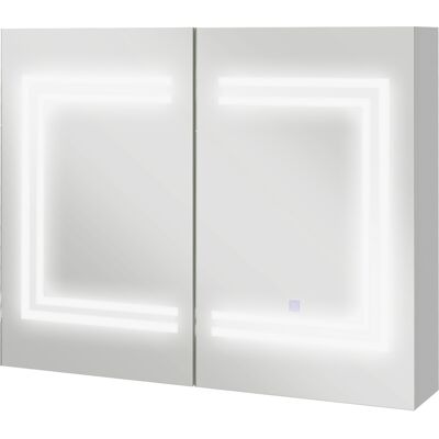 Kleankin Specchio Bagno Contenitore con Luce LED, 80 x 65cm Mobile Bagno con Specchio, Anta Soft Close, Dimmerabile a 3 Colori, Ripiani Regolabili, Bianco Lucido Aosom Italy Kleankin Specchio Bagno Contenitore con Luce LED, 80 x 65cm Mobile Bagno con Specchio, Anta Soft Close, Dimmerabile a 3 Colori, Ripiani Regolabili, Bianco Lucido Aosom Italy