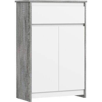 Kleankin Mobile Bagno Autoportante con Cassetto e Ante Doppie, Grigio-Bianco Aosom Italy Kleankin Mobile Bagno Autoportante con Cassetto e Ante Doppie, Grigio-Bianco Aosom Italy