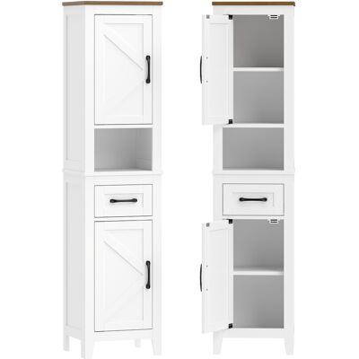 Homcom Armadio bagno alto e stretto con cassetto e ripiani regolabili, bianco Aosom Italy Homcom Armadio bagno alto e stretto con cassetto e ripiani regolabili, bianco Aosom Italy