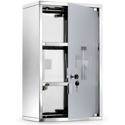 Homcom Armadietto medicinali Cassetta porta medicine Mobile Bagno Primo Soccorso in Acciaio Inox con Serratura 50x30x18cm Aosom Homcom Armadietto medicinali Cassetta porta medicine Mobile Bagno Primo Soccorso in Acciaio Inox con Serratura 50x30x18cm Aosom