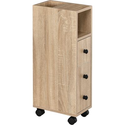 Kleankin Mobiletto Bagno Salvaspazio con Cassetto, Armadietto, Ripiano Aperto e Ruote, Mobile Cassettiera a Colonna, 18x30x68.5cm, Rovere Aosom Italy Kleankin Mobiletto Bagno Salvaspazio con Cassetto, Armadietto, Ripiano Aperto e Ruote, Mobile Cassettiera a Colonna, 18x30x68.5cm, Rovere Aosom Italy