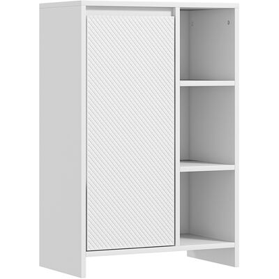 Homcom Mobiletto Bagno con 3 Ripiani Aperti e Armadietto a un'Anta con Mensola Regolabile, 53x30x80cm, Bianco Homcom Mobiletto Bagno con 3 Ripiani Aperti e Armadietto a un'Anta con Mensola Regolabile, 53x30x80cm, Bianco
