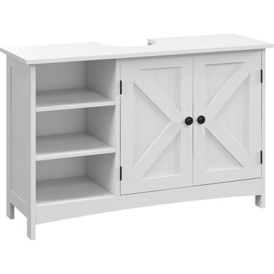 Kleankin Mobile Sotto Lavabo Bagno con Armadietto a 2 Ante e 3 Ripiani Aperti in Legno, 90x30x60cm, Bianco Kleankin Mobile Sotto Lavabo Bagno con Armadietto a 2 Ante e 3 Ripiani Aperti in Legno, 90x30x60cm, Bianco