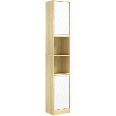 HOMCOM Mobile bagno bianco e rovere salvaspazio 50kg HOMCOM Mobile bagno bianco e rovere salvaspazio 50kg