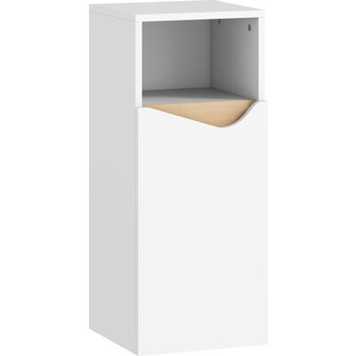 Homcom Mobiletto Bagno con Armadietto con Anta Ammortizzata e Vano Aperto, 30x30x71.5 cm, Bianco e Legno Aosom Italy Homcom Mobiletto Bagno con Armadietto con Anta Ammortizzata e Vano Aperto, 30x30x71.5 cm, Bianco e Legno Aosom Italy