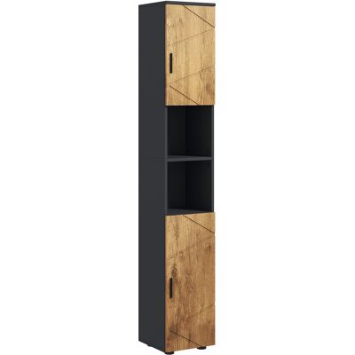 Kleankin Colonna Bagno in Truciolato con 2 Ripiani Aperti e 2 Armadietti a 2 Livelli, 30x30x183 cm, Rovere Aosom Italy Kleankin Colonna Bagno in Truciolato con 2 Ripiani Aperti e 2 Armadietti a 2 Livelli, 30x30x183 cm, Rovere Aosom Italy