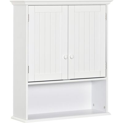 Kleankin Mobile Bagno Sospeso con Armadietto a 2 Ante e Ripiano Aperto, Mensola Interna Regolabile, Bianco Aosom Italy Kleankin Mobile Bagno Sospeso con Armadietto a 2 Ante e Ripiano Aperto, Mensola Interna Regolabile, Bianco Aosom Italy