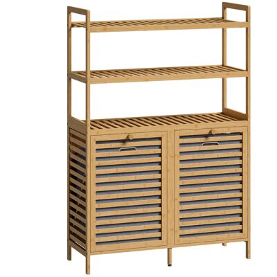 Homcom Mobile Porta Biancheria Doppio Inclinabile, Bambù, 2 Cesti, 3 Ripiani, Colore Rovere Aosom Italy Homcom Mobile Porta Biancheria Doppio Inclinabile, Bambù, 2 Cesti, 3 Ripiani, Colore Rovere Aosom Italy
