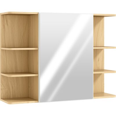 Homcom Specchiera Bagno con Armadietto a 2 Ripiani e 6 Vani Aperti, 80x20x59 cm, Legno Aosom Italy Homcom Specchiera Bagno con Armadietto a 2 Ripiani e 6 Vani Aperti, 80x20x59 cm, Legno Aosom Italy