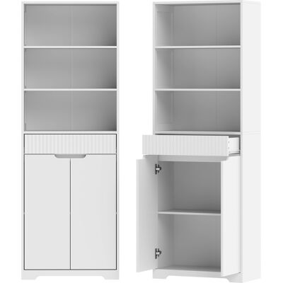 Homcom Mobile Bagno Alto, Armadietto Stretto, 3 Ripiani Aperti, Cassetto, Bianco Aosom Italy Homcom Mobile Bagno Alto, Armadietto Stretto, 3 Ripiani Aperti, Cassetto, Bianco Aosom Italy