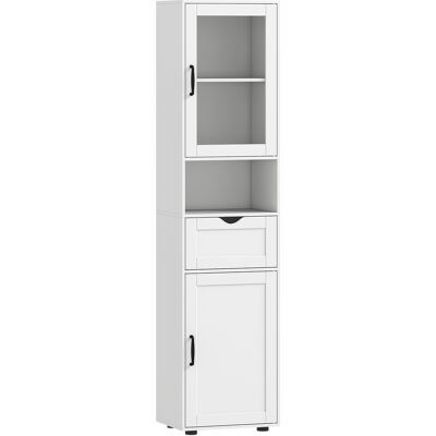 Homcom Colonna Bagno in Legno con 2 Armadietti, Cassetto e Ripiano Aperto, 40x30x165 cm, Bianco Aosom Italy Homcom Colonna Bagno in Legno con 2 Armadietti, Cassetto e Ripiano Aperto, 40x30x165 cm, Bianco Aosom Italy