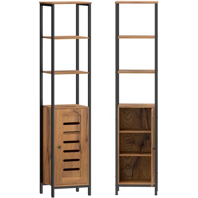 Kleankin Mobile Bagno Alto Stretto, Mobiletto Bagno Salvaspazio con Ante Soft Close a Persiana, 3 Ripiani Aperti, Ripiani Regolabili, Marrone Rustico Aosom Italy Kleankin Mobile Bagno Alto Stretto, Mobiletto Bagno Salvaspazio con Ante Soft Close a Persiana, 3 Ripiani Aperti, Ripiani Regolabili, Marrone Rustico Aosom Italy