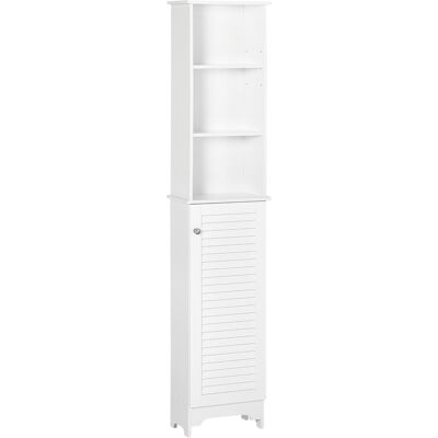 Colonna bagno HOMCOM con scaffale a 3 livelli e armadietto chiuso - Bianco Colonna bagno HOMCOM con scaffale a 3 livelli e armadietto chiuso - Bianco