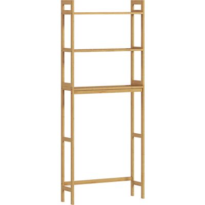 Kleankin Mobile Sopra WC Salvaspazio a 3 Ripiani Aperti a Doghe, in Bambù, 68x20x165 cm, color Bambù Aosom Kleankin Mobile Sopra WC Salvaspazio a 3 Ripiani Aperti a Doghe, in Bambù, 68x20x165 cm, color Bambù Aosom