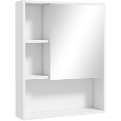 Kleankin - 60x15x76cm - Bianco - Montaggio a parete - Armadietto bagno con specchio Kleankin - 60x15x76cm - Bianco - Montaggio a parete - Armadietto bagno con specchio