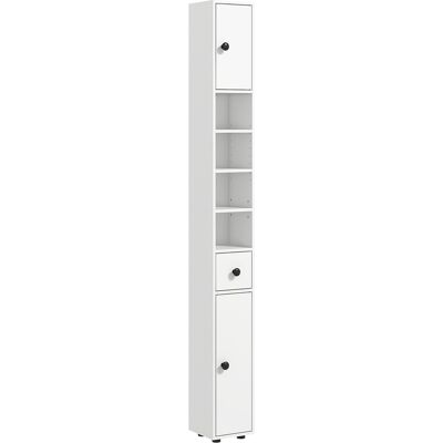 Kleankin Mobile Colonna Bagno con Cassetto, 2 Armadietti e 4 Ripiani Aperti, in Legno, 20x20x180 cm, Bianco Aosom Italy Kleankin Mobile Colonna Bagno con Cassetto, 2 Armadietti e 4 Ripiani Aperti, in Legno, 20x20x180 cm, Bianco Aosom Italy