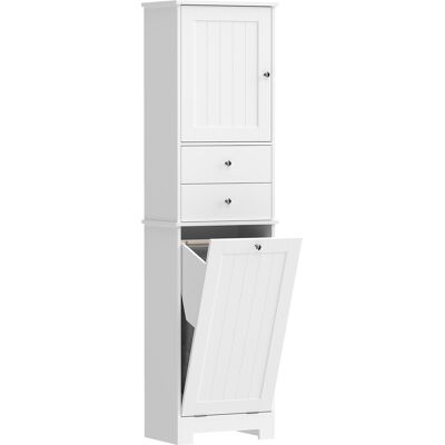 Homcom Mobile Bagno con Cesto per Biancheria Pieghevole, Armadietto e 2 Cassetti, in Legno, 45x30x171 cm, Bianco Aosom Italy Homcom Mobile Bagno con Cesto per Biancheria Pieghevole, Armadietto e 2 Cassetti, in Legno, 45x30x171 cm, Bianco Aosom Italy