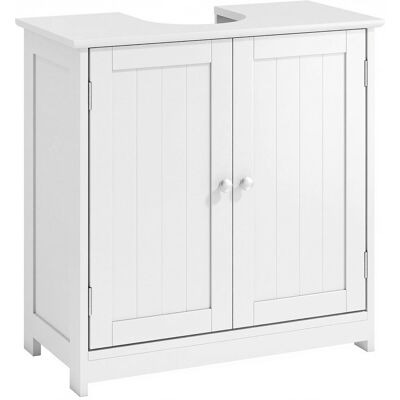 Kleankin Mobiletto Bagno Sottolavabo a 2 Ante con Ripiano Regolabile e Intaglio a U, Mobile in MDF, 60x30x60 cm, Bianco Aosom Italy Kleankin Mobiletto Bagno Sottolavabo a 2 Ante con Ripiano Regolabile e Intaglio a U, Mobile in MDF, 60x30x60 cm, Bianco Aosom Italy