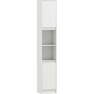 Homcom Mobile Colonna Bagno Salvaspazio in Legno con 2 Armadietti e Ripiani, 30x24x170 cm, Bianco Aosom Italy Homcom Mobile Colonna Bagno Salvaspazio in Legno con 2 Armadietti e Ripiani, 30x24x170 cm, Bianco Aosom Italy