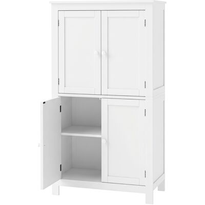 Homcom Mobile Bagno con 4 Ante e Ripiani Regolabili, per Lavanderia Salotto Soggiorno Cucina, 60x30x110 cm, Bianco Aosom Italy Homcom Mobile Bagno con 4 Ante e Ripiani Regolabili, per Lavanderia Salotto Soggiorno Cucina, 60x30x110 cm, Bianco Aosom Italy
