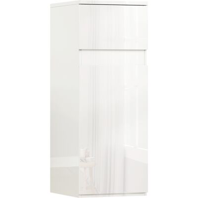 Homcom Mobiletto Bagno Sospeso con Cassetto, Anta Lucida e Ripiano in Vetro Regolabile, Bianco Aosom Italy Homcom Mobiletto Bagno Sospeso con Cassetto, Anta Lucida e Ripiano in Vetro Regolabile, Bianco Aosom Italy