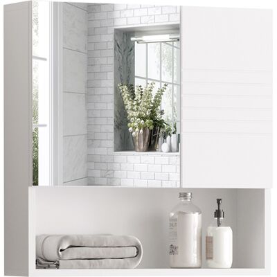 Kleankin Armadietto Specchiera Bagno, Mobiletto Bagno Pensile con Fissaggio a Muro, 54x15x55cm, Bianco Aosom Kleankin Armadietto Specchiera Bagno, Mobiletto Bagno Pensile con Fissaggio a Muro, 54x15x55cm, Bianco Aosom