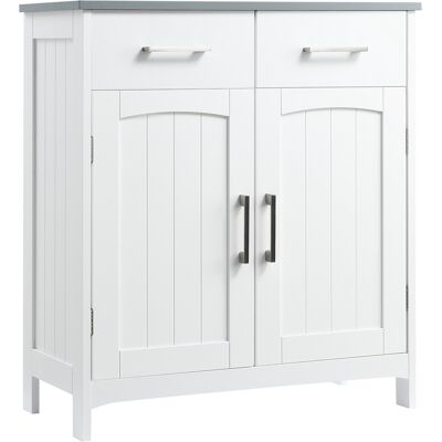 Mobiletto bagno Kleankin bianco salvaspazio con 2 ante, 2 cassetti, ripiano regolabile - Arredo bagno Mobiletto bagno Kleankin bianco salvaspazio con 2 ante, 2 cassetti, ripiano regolabile - Arredo bagno