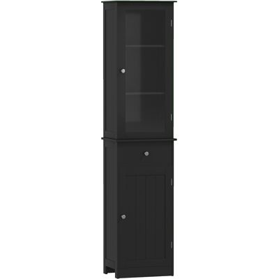 Kleankin Mobile Colonna Bagno Salvaspazio con Armadietto, Cassetto e Ripiani in MDF, 40x27x171.5cm, Nero Aosom Italy Kleankin Mobile Colonna Bagno Salvaspazio con Armadietto, Cassetto e Ripiani in MDF, 40x27x171.5cm, Nero Aosom Italy