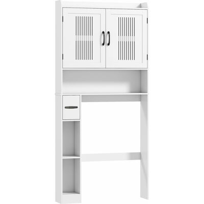 Homcom Mobile Sopra WC con Armadietto a 2 Ante Ventilate e Ripiani Aperti, Barra Inferiore, 80x19.5x170 cm, Bianco Aosom Italy Homcom Mobile Sopra WC con Armadietto a 2 Ante Ventilate e Ripiani Aperti, Barra Inferiore, 80x19.5x170 cm, Bianco Aosom Italy